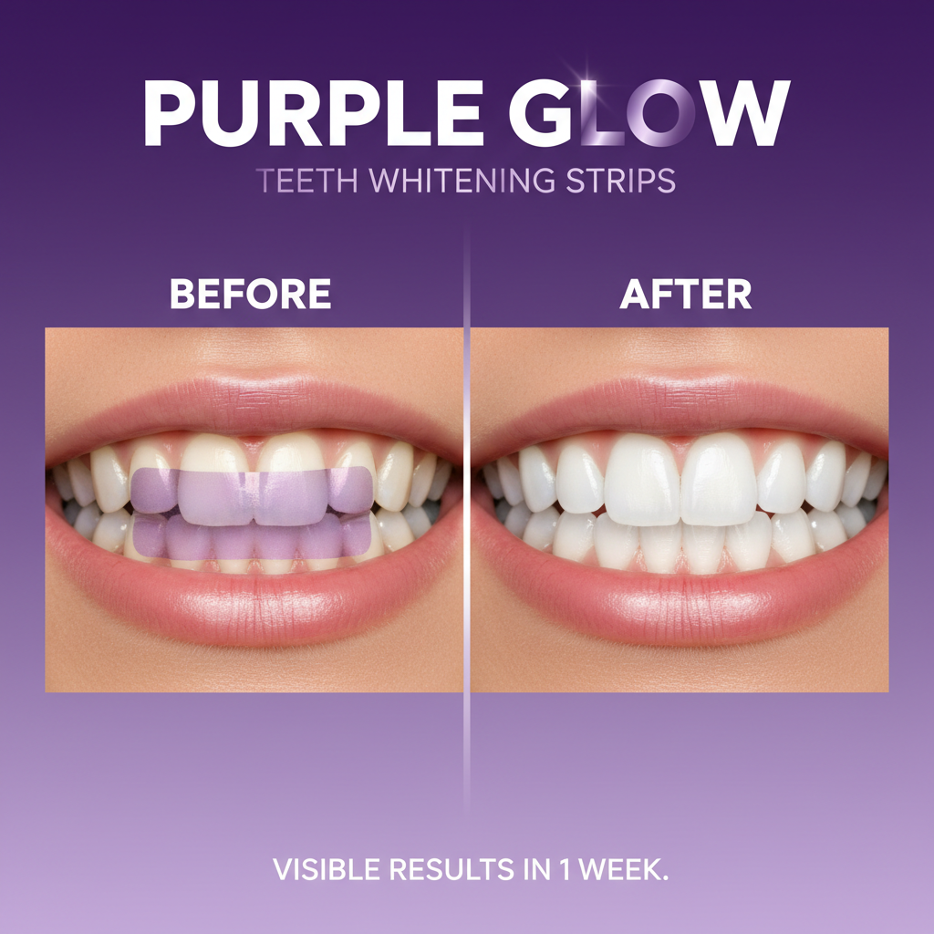 Purple Teeth Whitening Strips - Before and After